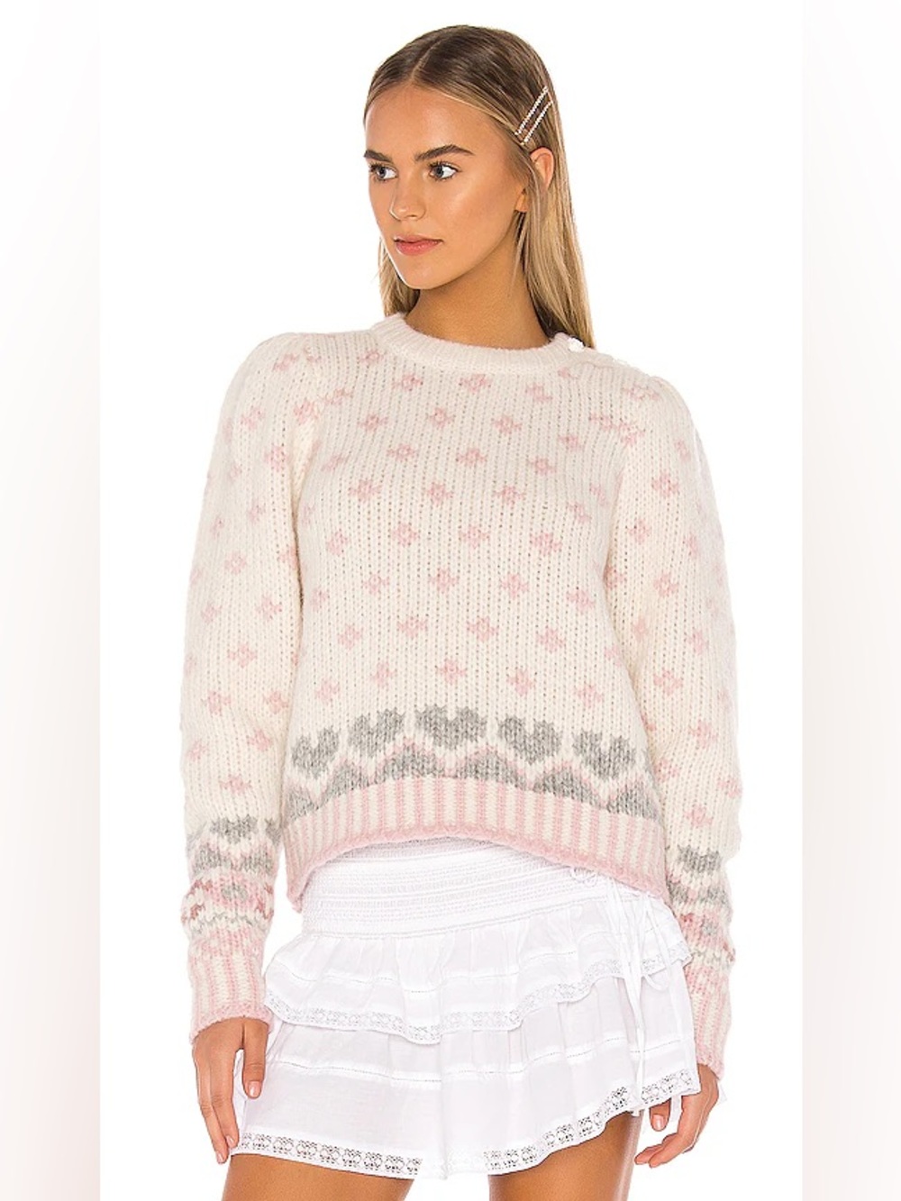 LoveShackFancy Rosie Pullover in Milky Clouds size medium